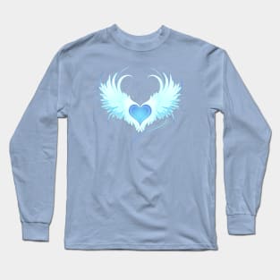 Angel Heart on Blue Background Long Sleeve T-Shirt